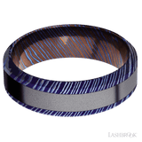 7 mm wide/High Bevel/Titanium Damascus band with one 3 mm Centered inlay of Tantalum. - Diamonds By Rothschild