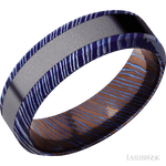7 mm wide/High Bevel/Titanium Damascus band with one 3 mm Centered inlay of Tantalum. - Diamonds By Rothschild