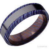 7 mm wide/High Bevel/Titanium Damascus band with one 3 mm Centered inlay of Tantalum. - Diamonds By Rothschild
