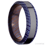 7 mm wide/High Bevel/Titanium Damascus band with one 3 mm Centered inlay of Tantalum. - Diamonds By Rothschild