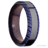 7 mm wide/High Bevel/Titanium Damascus band with one 3 mm Centered inlay of Tantalum. - Diamonds By Rothschild