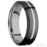 7 mm wide/High Bevel/Zirconium band with one 1 mm Centered inlay of Palladium Silver also featuring a Palladium Silver sleeve. - Diamonds By Rothschild