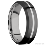 7 mm wide/High Bevel/Zirconium band with one 1 mm Centered inlay of Palladium Silver also featuring a Palladium Silver sleeve. - Diamonds By Rothschild