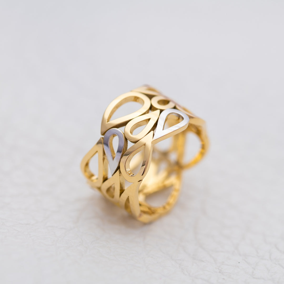 White Gold and Yellow Gold Mixed Metal Ring