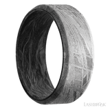 8 mm wide Beveled Meteorite band featuring a Forged Carbon Fiber sleeve. - Diamonds By Rothschild