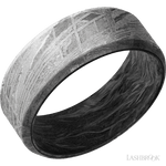 8 mm wide Beveled Meteorite band featuring a Forged Carbon Fiber sleeve. - Diamonds By Rothschild