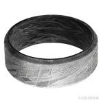 8 mm wide Beveled Meteorite band featuring a Forged Carbon Fiber sleeve. - Diamonds By Rothschild