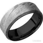 8 mm wide Beveled Meteorite band featuring a Zirconium sleeve. - Diamonds By Rothschild