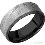 8 mm wide Beveled Meteorite band featuring a Zirconium sleeve. - Diamonds By Rothschild