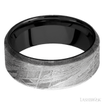 8 mm wide Beveled Meteorite band featuring a Zirconium sleeve. - Diamonds By Rothschild