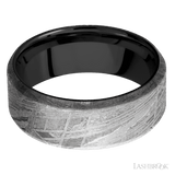 8 mm wide Beveled Meteorite band featuring a Zirconium sleeve. - Diamonds By Rothschild