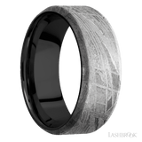 8 mm wide Beveled Meteorite band featuring a Zirconium sleeve. - Diamonds By Rothschild