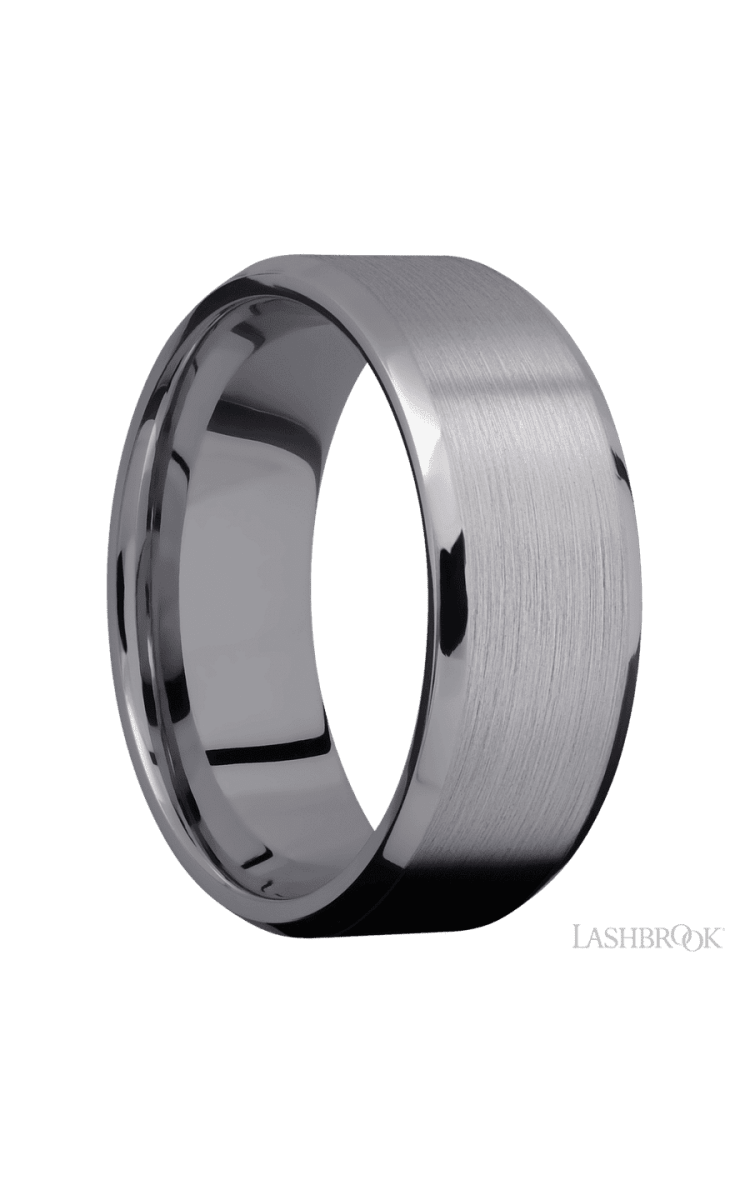8 mm wide Beveled Tantalum band. - Diamonds By Rothschild