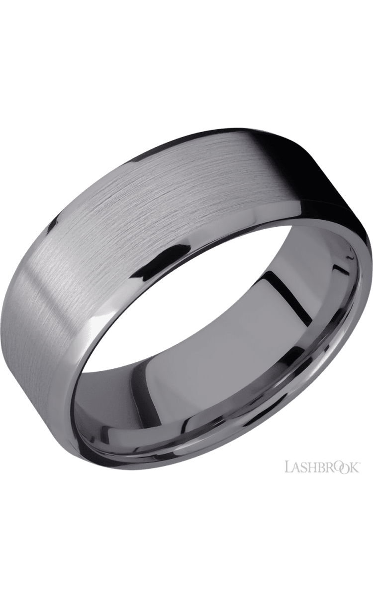 8 mm wide Beveled Tantalum band. - Diamonds By Rothschild