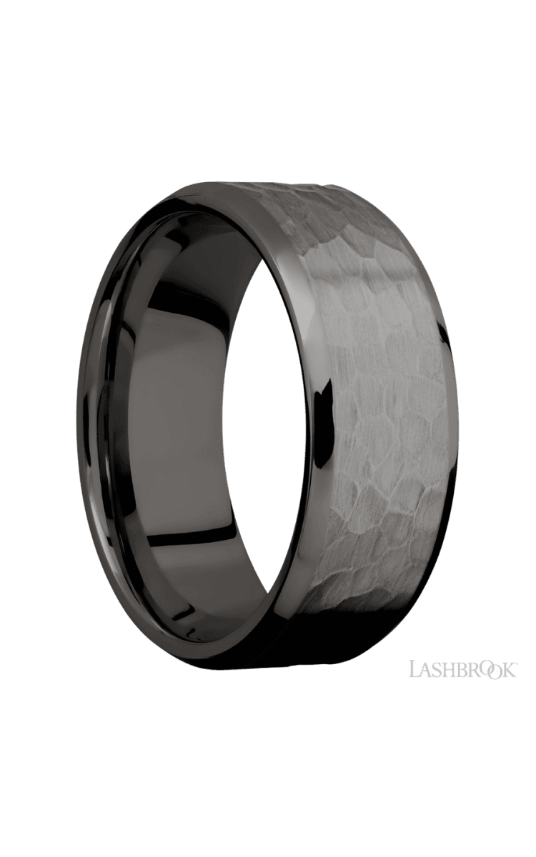 8 mm wide Beveled Tantalum Noir band. - Diamonds By Rothschild