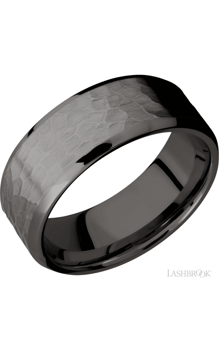 8 mm wide Beveled Tantalum Noir band. - Diamonds By Rothschild