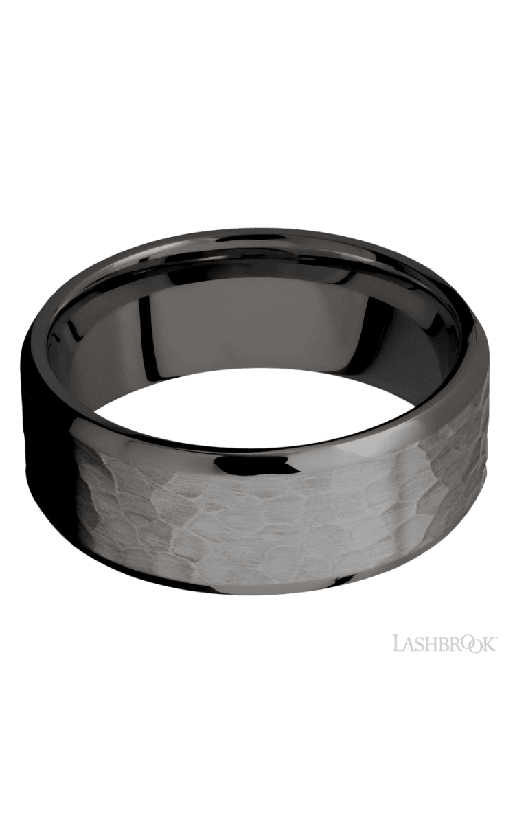 8 mm wide Beveled Tantalum Noir band. - Diamonds By Rothschild