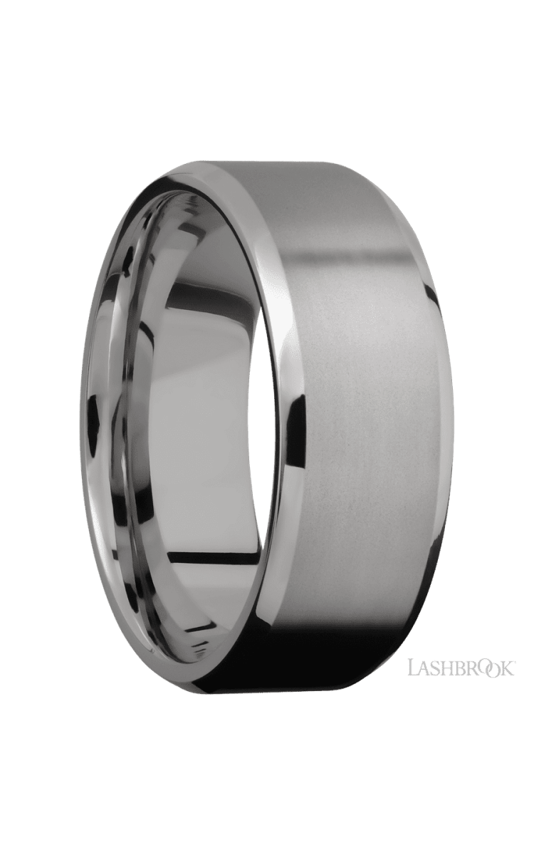8 mm wide Beveled Titanium band. - Diamonds By Rothschild