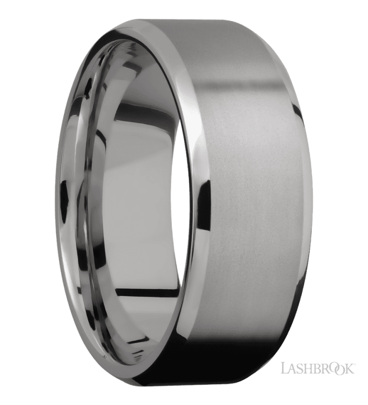 8 mm wide Beveled Titanium band. - Diamonds By Rothschild