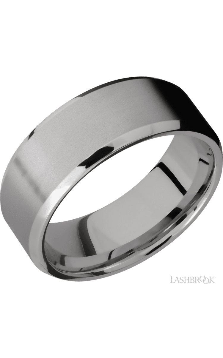 8 mm wide Beveled Titanium band. - Diamonds By Rothschild