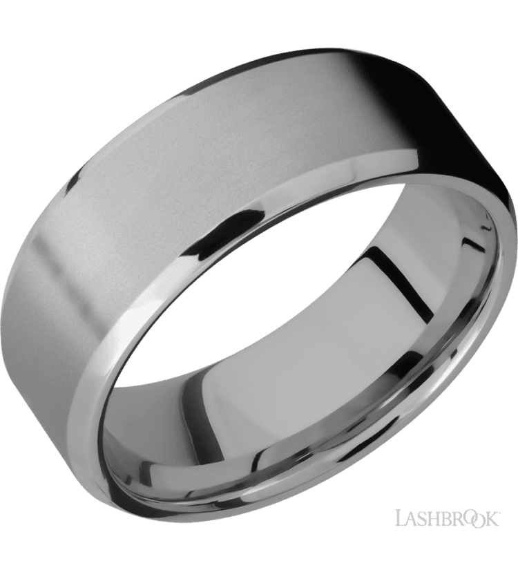 8 mm wide Beveled Titanium band. - Diamonds By Rothschild