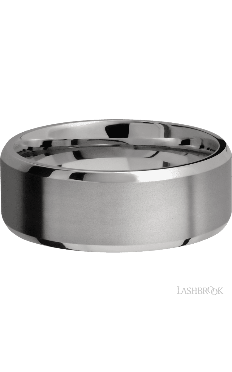 8 mm wide Beveled Titanium band. - Diamonds By Rothschild
