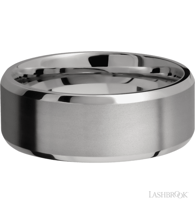 8 mm wide Beveled Titanium band. - Diamonds By Rothschild