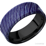 8 mm wide Beveled Titanium Damascus band featuring a Zirconium sleeve. - Diamonds By Rothschild