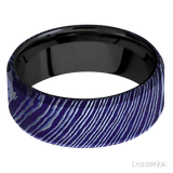 8 mm wide Beveled Titanium Damascus band featuring a Zirconium sleeve. - Diamonds By Rothschild