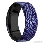 8 mm wide Beveled Titanium Damascus band featuring a Zirconium sleeve. - Diamonds By Rothschild