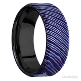 8 mm wide Beveled Titanium Damascus band featuring a Zirconium sleeve. - Diamonds By Rothschild