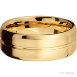 8 mm wide Beveled with Center Accent Groove 14K Yellow Gold band. - Diamonds By Rothschild