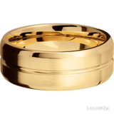 8 mm wide Beveled with Center Accent Groove 14K Yellow Gold band. - Diamonds By Rothschild