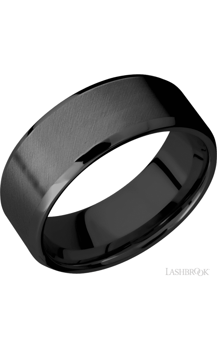 8 mm wide Beveled Zirconium band. - Diamonds By Rothschild