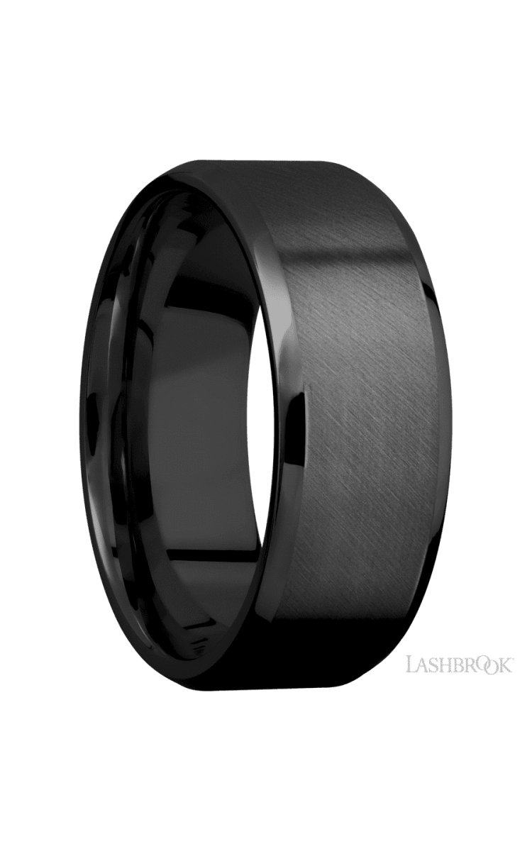 8 mm wide Beveled Zirconium band. - Diamonds By Rothschild