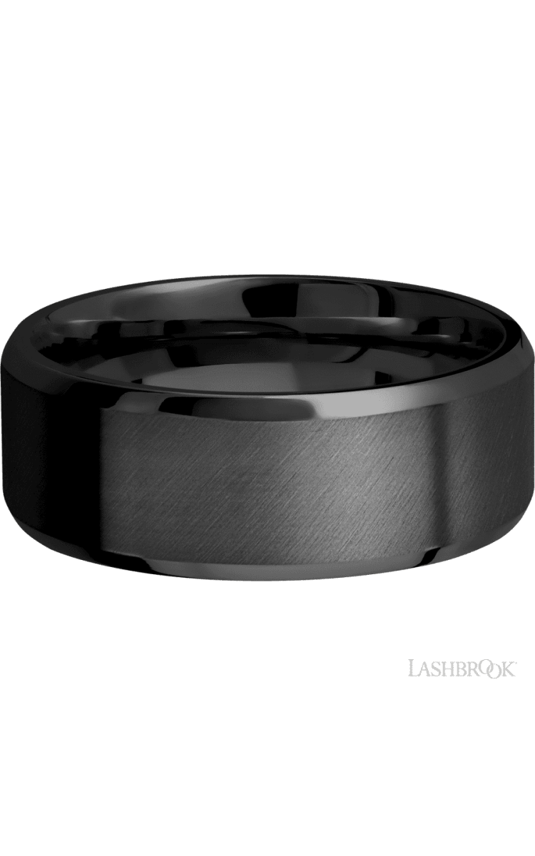 8 mm wide Beveled Zirconium band. - Diamonds By Rothschild