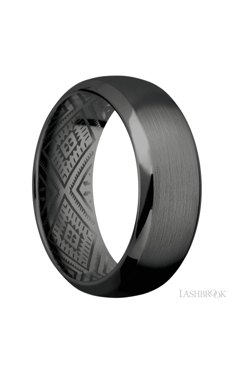 8 mm wide Domed Bevel Zirconium band. - Diamonds By Rothschild