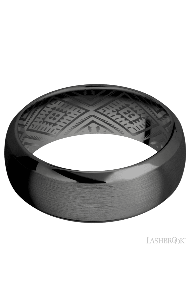 8 mm wide Domed Bevel Zirconium band. - Diamonds By Rothschild