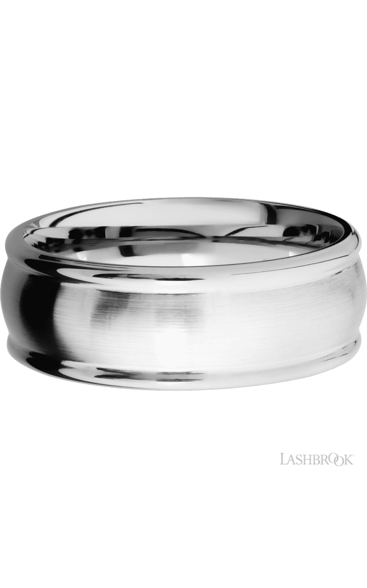 8 mm wide Domed Rounded Edges 14K White Gold band. - Diamonds By Rothschild
