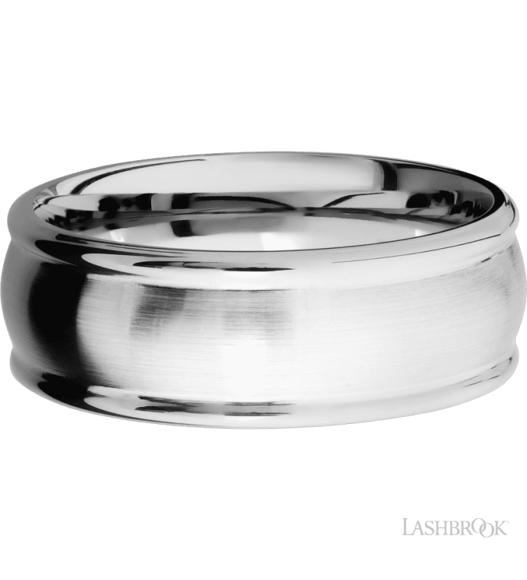 8 mm wide Domed Rounded Edges 14K White Gold band. - Diamonds By Rothschild