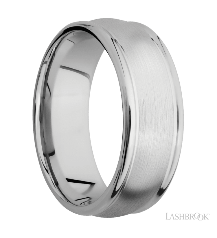 8 mm wide Domed Rounded Edges 14K White Gold band. - Diamonds By Rothschild