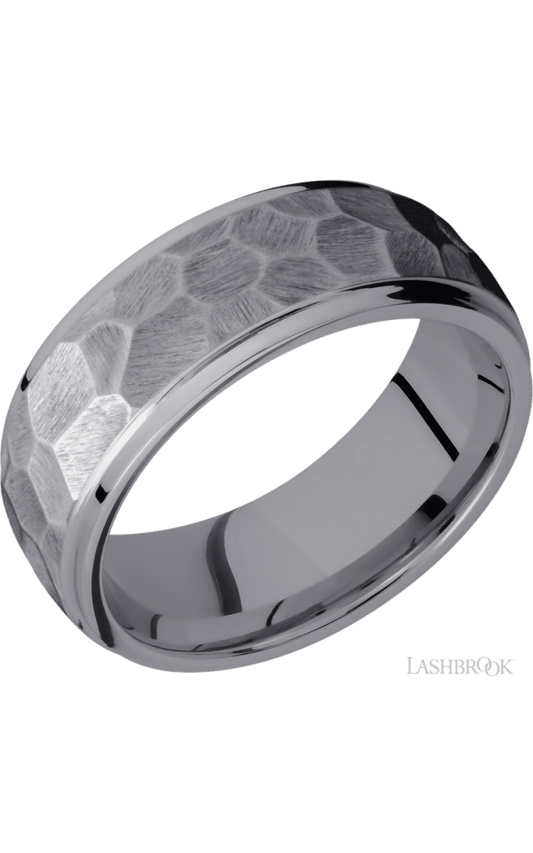 8 mm wide Domed Stepped Down Edges Tantalum band. - Diamonds By Rothschild