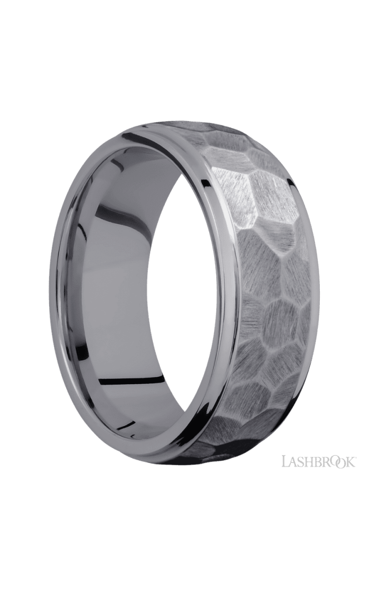 8 mm wide Domed Stepped Down Edges Tantalum band. - Diamonds By Rothschild