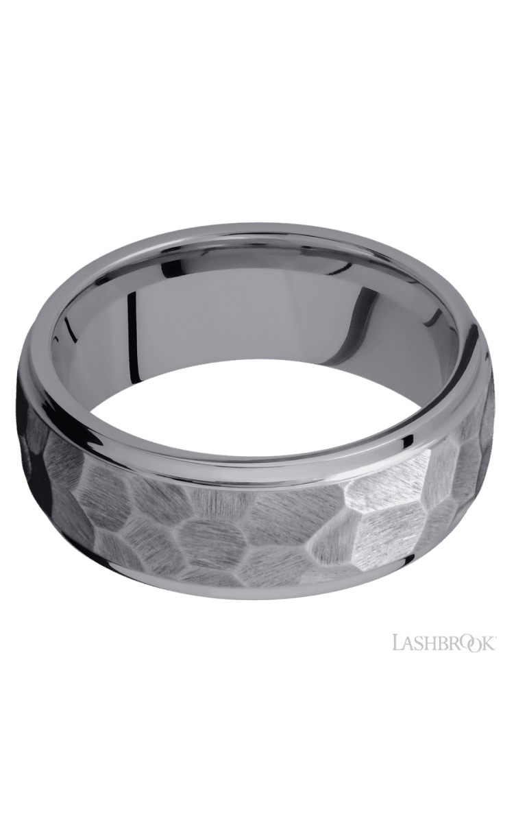 8 mm wide Domed Stepped Down Edges Tantalum band. - Diamonds By Rothschild