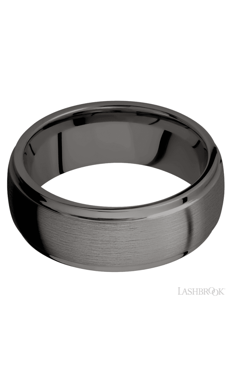 8 mm wide Domed Stepped Down Edges Tantalum Noir band. - Diamonds By Rothschild