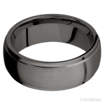 8 mm wide Domed Stepped Down Edges Tantalum Noir band. - Diamonds By Rothschild