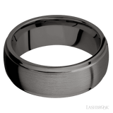 8 mm wide Domed Stepped Down Edges Tantalum Noir band. - Diamonds By Rothschild