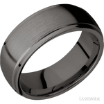 8 mm wide Domed Stepped Down Edges Tantalum Noir band. - Diamonds By Rothschild