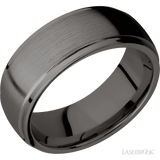 8 mm wide Domed Stepped Down Edges Tantalum Noir band. - Diamonds By Rothschild