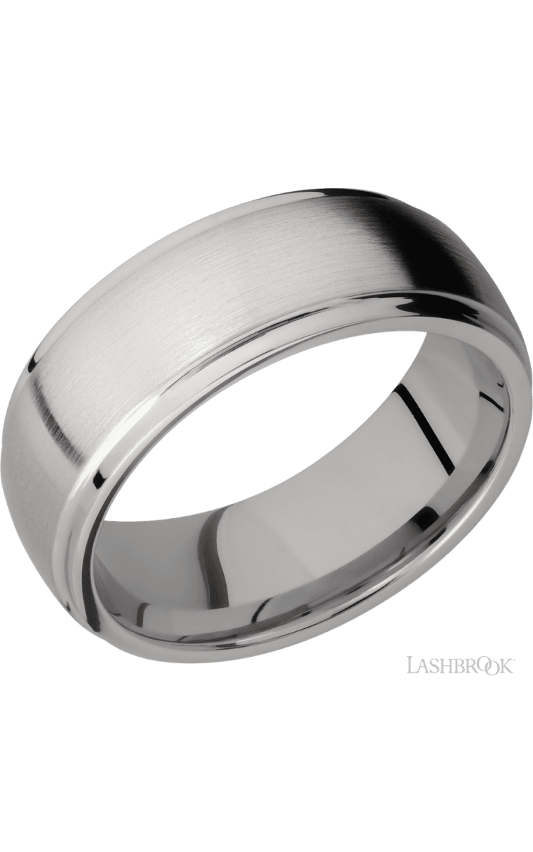8 mm wide Domed Stepped Down Edges Titanium band. - Diamonds By Rothschild